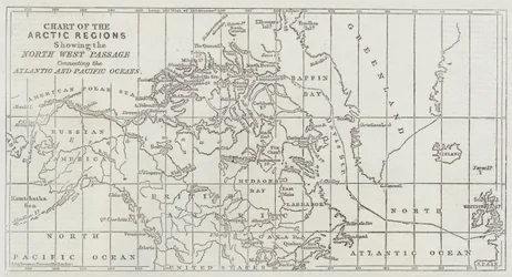 Karte der Arktis, die die Nordwestpassage zeigt, die den Atlantik und den Pazifik verbindet